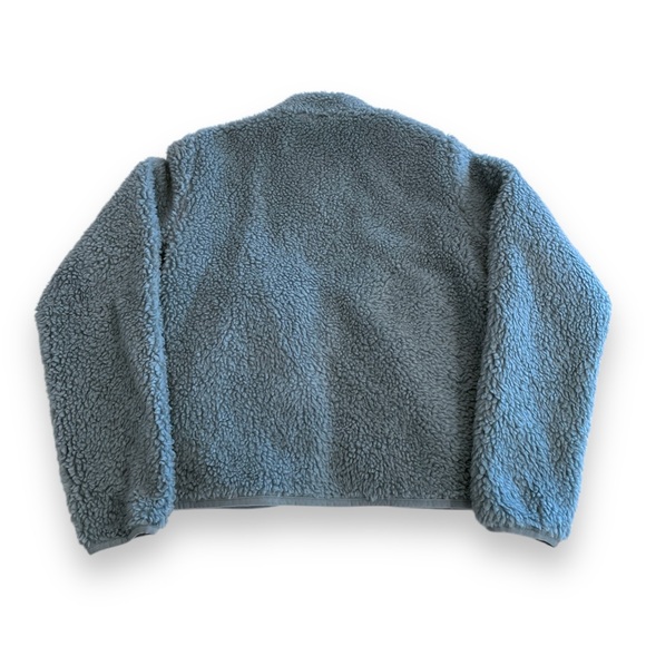 Size XS - Topo Designs Women's Reversible Sherpa Reversible Jacket Slate/Mint - Picture 3 of 8